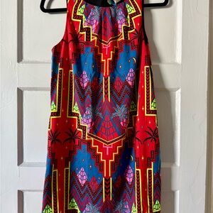 Mara Hoffman Red and Blue Geometric Mini Dress